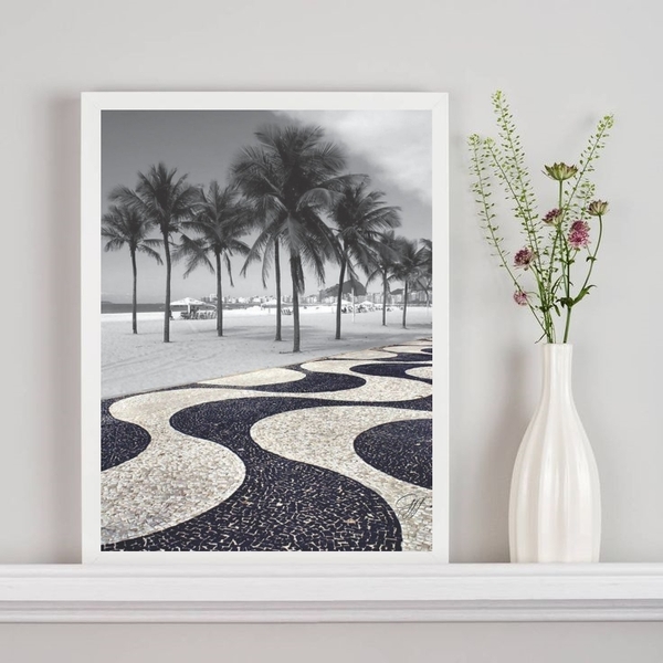 Quadro Fotografia Copacabana Preto E Branco 24x18cm - Com Vid