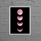 Quadro Fotografia Fases Da Lua Rosa 24x18cm - Com Vidro Moldu