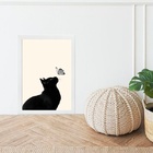 Quadro Fotografia Gato Com Borboleta 24x18cm - Com Vidro Mold