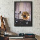 Quadro Fotografia Gramofone 24x18cm Moldura:madeira Preta