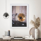 Quadro Fotografia Gramofone 60x48cm Moldura:madeira Preta