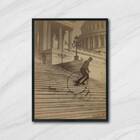 Quadro Fotografia Homem Antigo De Bicicleta 33x24cm - Com Vid