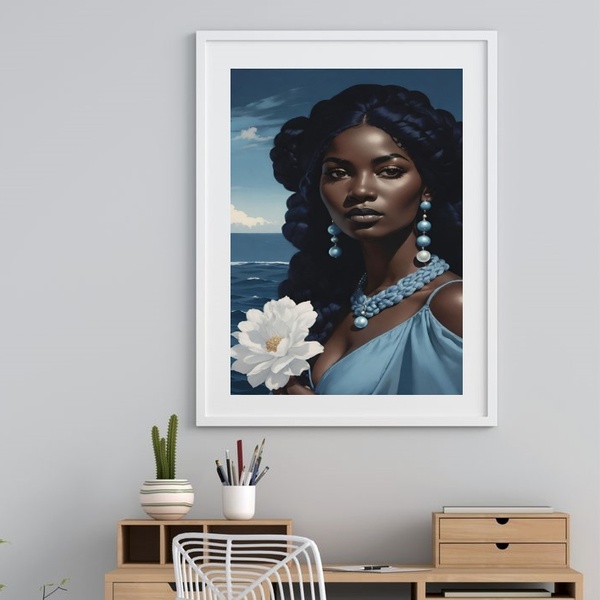 Quadro Fotografia Iemanjá Negra - 60x48cm Moldura:madeira Pre