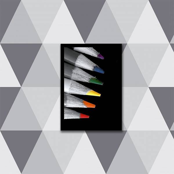 Quadro Fotografia Lápis Coloridos 24x18cm - Com Vidro Moldura