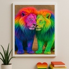 Quadro Fotografia Lgbt Casal De Leões Gay 24x18cm Moldura Pre