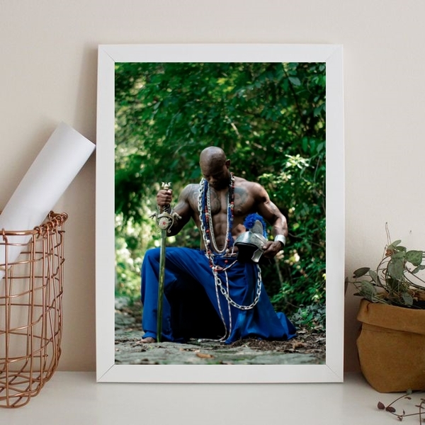 Quadro Fotografia Ogum 45x34cm - Com Vidro Moldura:madeira Pr