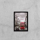 Quadro Fotografia Ônibus Londres Vermelho 24x18cm - Com Vidro