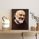 Quadro Fotografia Padre Pio 24x18cm Moldura:madeira Branca