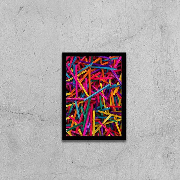 Quadro Fotografia Palitos Coloridos 33x24cm - Com Vidro Moldu