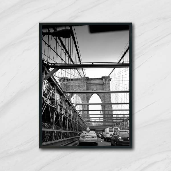 Quadro Fotografia Ponte De Brooklyn 24x18cm Moldura:madeira P