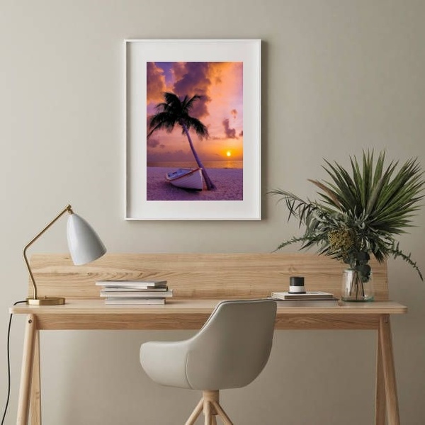 Quadro Fotografia Pôr Do Sol Praia Canoa - 60x48cm Moldura:ma