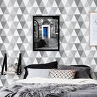 Quadro Fotografia Porta Azul 24x18cm - Com Vidro Moldura:made