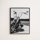 Quadro Fotografia Preto E Branca Moto 24x18cm - Com Vidro Mol