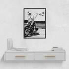 Quadro Fotografia Preto E Branca Moto 24x18cm - Com Vidro Mol