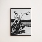 Quadro Fotografia Preto E Branca Moto 24x18cm - Com Vidro Mol