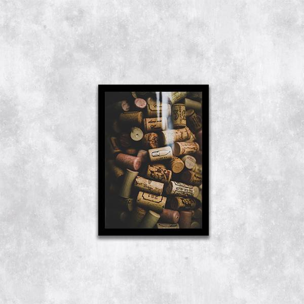Quadro Fotografia Rolhas De Vinho 24x18cm Moldura:madeira Pre