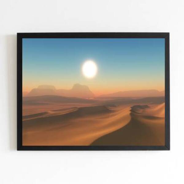 Quadro Fotografia Sol Do Deserto 24x18cm - Com Vidro Moldura: