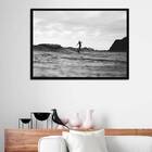 Quadro Fotografia Surfista 24x18cm Moldura:madeira Branca