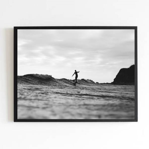 Quadro Fotografia Surfista 45x34cm - Com Vidro Moldura:madeir