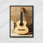 Quadro Fotografia Violão 24x18cm Moldura:madeira Branca