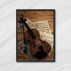 Quadro Fotografia Violino 45x34cm - Com Vidro Moldura:madeira