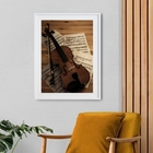 Quadro Fotografia Violino Partituras 60x48cm Moldura:madeira