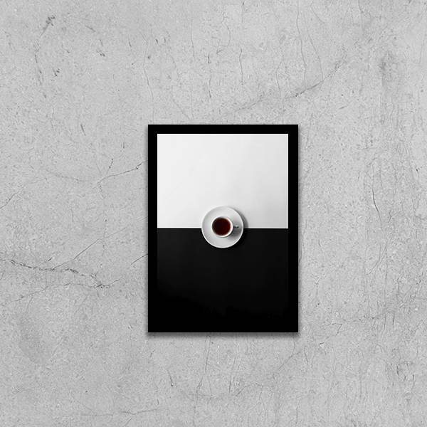 Quadro Fotografia Xícara De Café Preto E Branco 24x18cm Moldu