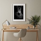 Quadro Fotografia Zebra - 60x48cm Moldura:madeira Preta