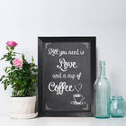 Quadro Frase Amor e Café 33x43cm Moldura Preta