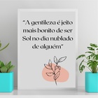 Quadro Frase Boho - Gentileza 24x18cm Moldura Preta