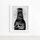 Quadro Frase Boteco Garrafa Moldura Branca 22x32cm