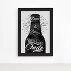 Quadro Frase Boteco Garrafa Moldura Preta 33x43cm