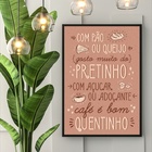 Quadro Frase Café Quentinho 24x18cm - Com Vidro Moldura Preta