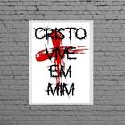 Quadro Frase Cristo Vive Em Mim 24x18cm Moldura:madeira Branca