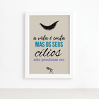Quadro Frase Maquiagem Cílios Moldura Branca 22x32cm
