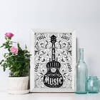 Quadro Frase Musica All You Need is Music 33x43 Moldura Branca