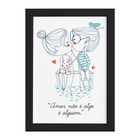 Quadro Frase Namorados Pescando Moldura Preta 33x43cm