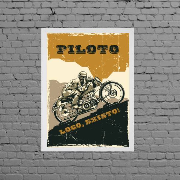 Quadro Frase Piloto Logo Existo 45x34cm Moldura:madeira Preta