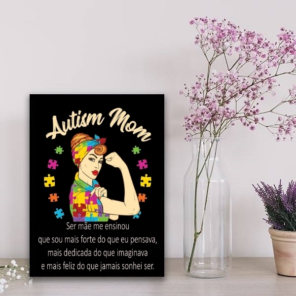 Quadro Frase Ser Mãe De Autista 33x24cm - Com Vidro Moldura:m