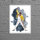 Quadro Freddie Mercury Queen Aquarela 33x24cm Moldura:madeira