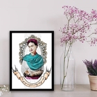 Quadro Frida Brasão Tatuagem 24x18cm Moldura:madeira Branca