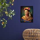 Quadro Frida E Seu Gato 24x18cm - Com Vidro Moldura:madeira B