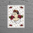 Quadro Frida Fundo Rosas Vermelhas 45x34cm Moldura:madeira Pr