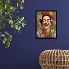 Quadro Frida Gargalhando 33x24cm Moldura:madeira Preta