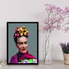 Quadro Frida Geométrico Colorido 45x34cm Moldura:madeira Preta