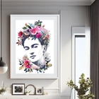 Quadro Frida Kahlo Floral 60x48cm Moldura:madeira Preta