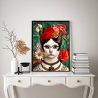 Quadro Frida Kahlo - Gatinha 33x24cm - Com Vidro Moldura Bran