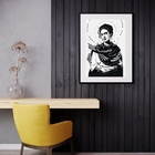 Quadro Frida Kahlo Minimalista 60x48cm Moldura:madeira Branca