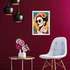 Quadro Frida Moderna De Óculos 24x18cm Moldura:madeira Branca