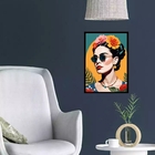 Quadro Frida Moderna De Óculos 24x18cm Moldura:madeira Branca